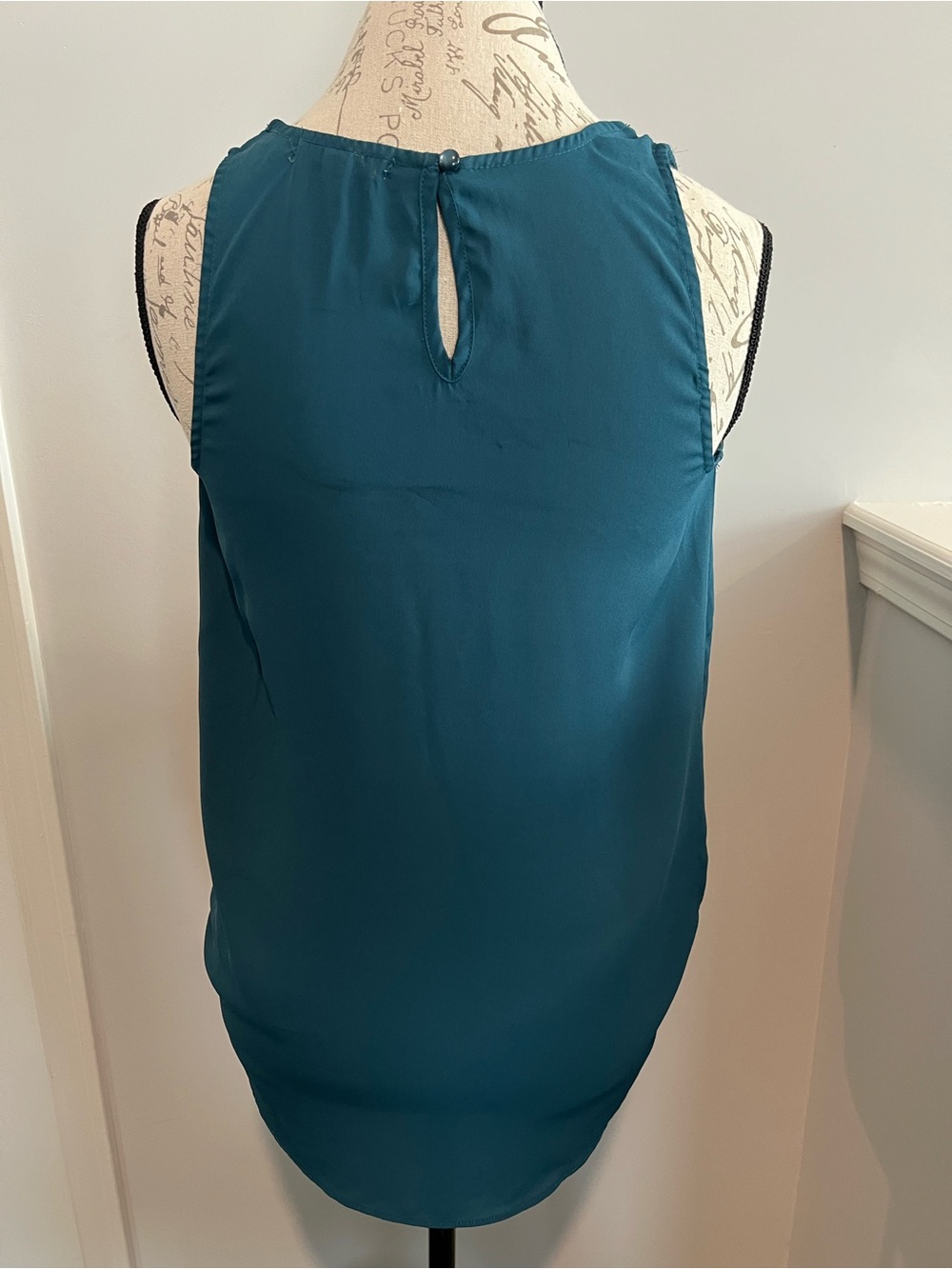 Socialite Teal Embellished Keyhole Surplice Blouse - Picture 3 of 5